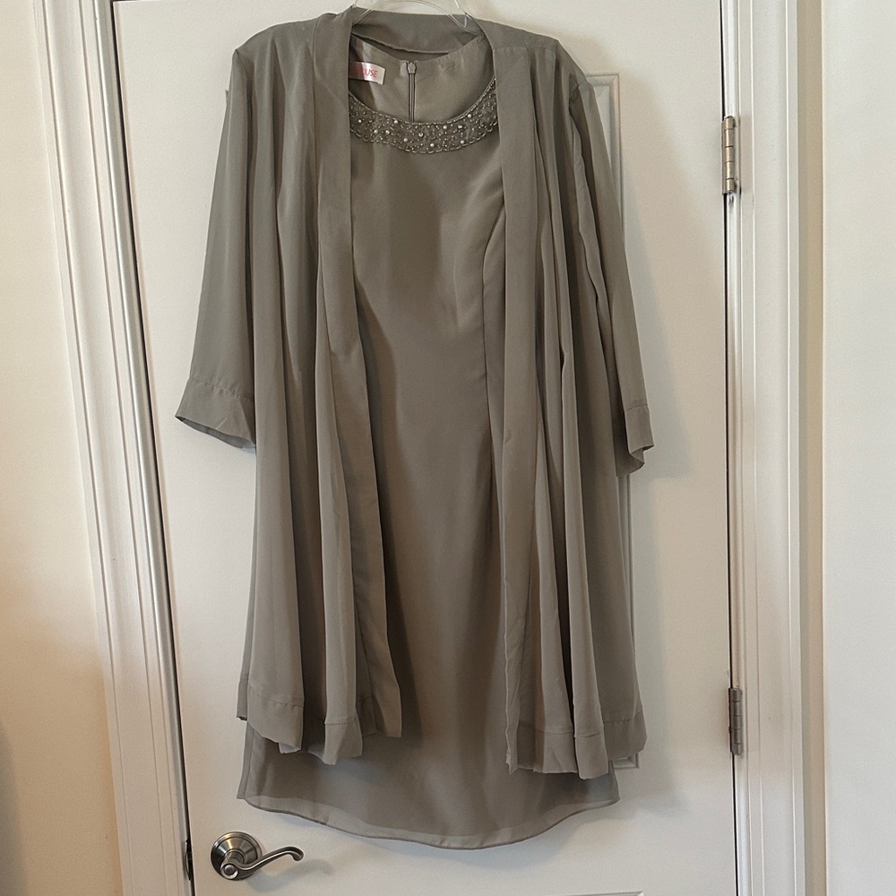JJs House Elegant Gray mother of the bride Dress with Jacket